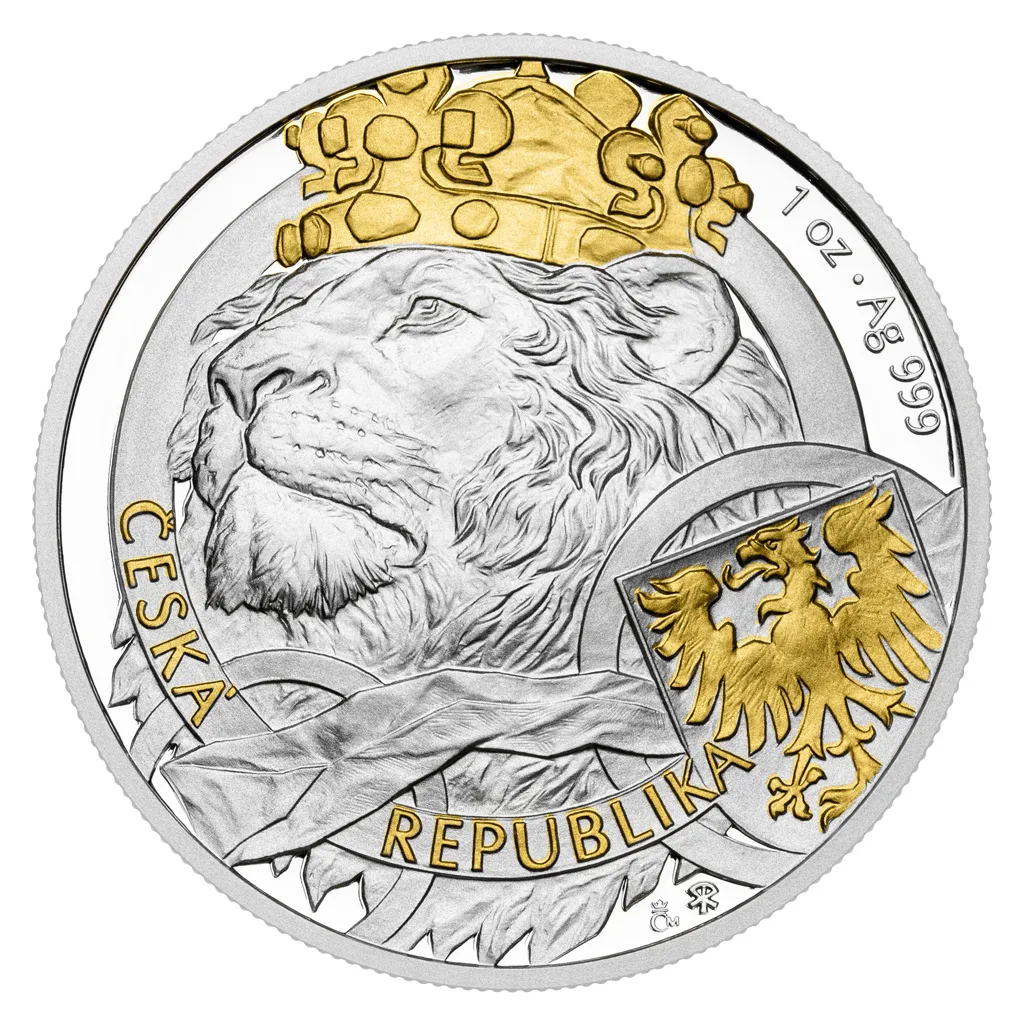 Чешский лев 1 Oz с позолотой блистер