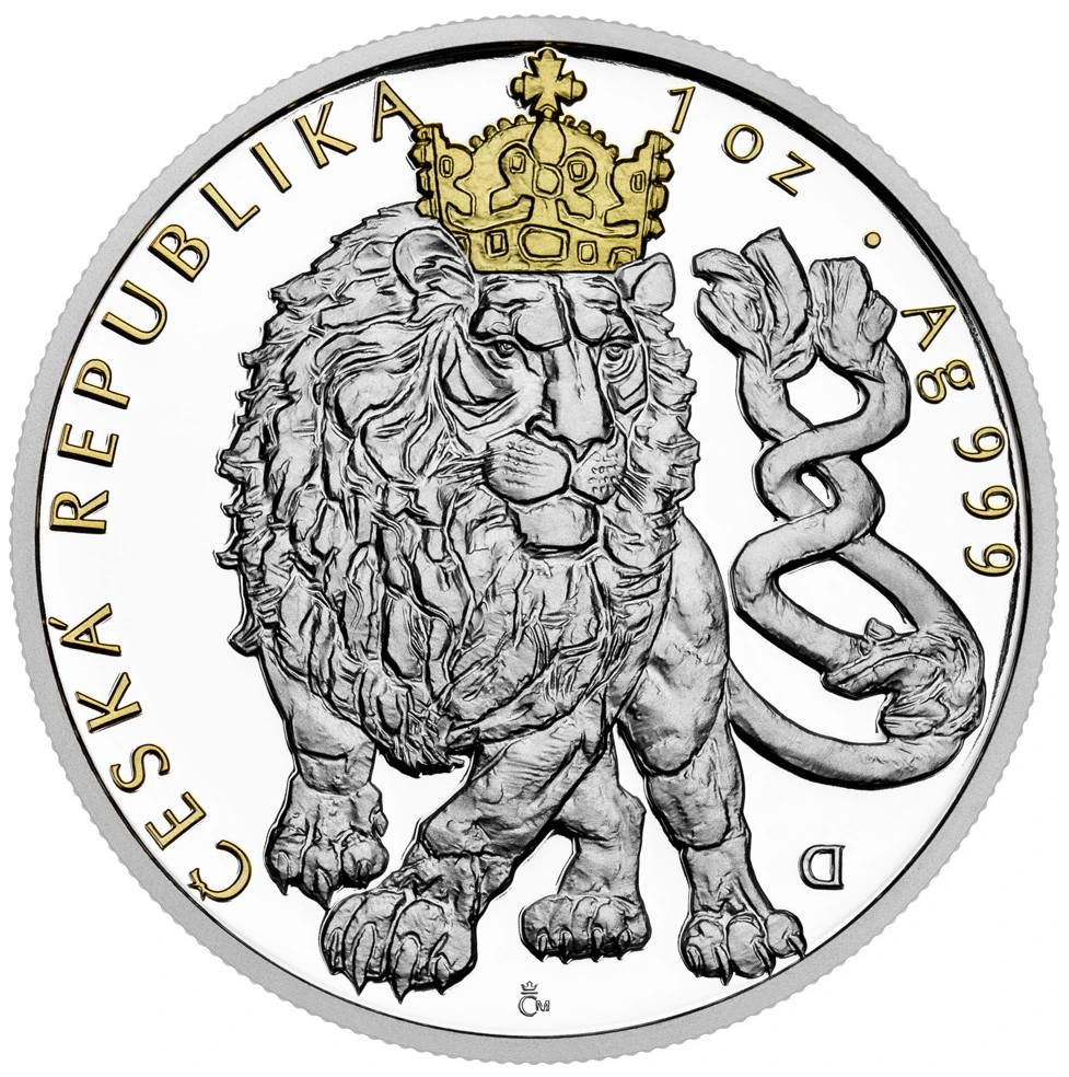 Чешский лев 1 Oz блистер позолота